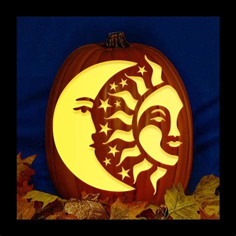 Celestial Sun and Moon Carved Foam Pumpkin - Etsy | Pumpkin carving ...