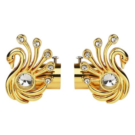 Buy RKOING® Peacock Shaped Metal Curtain Bracket Rod Pocket Finials ...