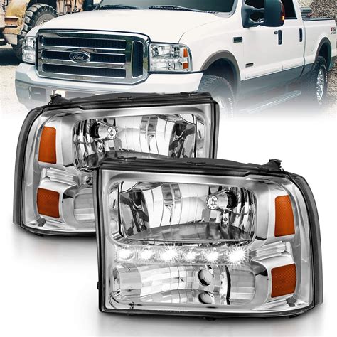 Amazon.com: AmeriLite Chrome Replacement Headlights Assemblies LED ...