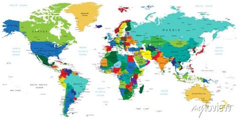 Colored World Map with Names 的图像结果