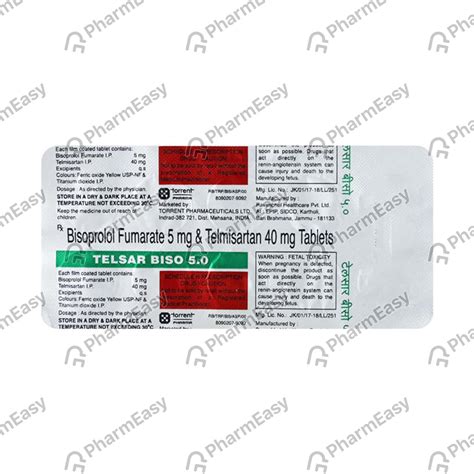 Telmed Biso 5mg Strip Of 10 Tablets: Uses, Side Effects, Price & Dosage ...