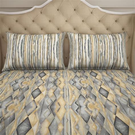 Buy SPACES Blockbuster Gold Printed Cotton Super King Bedsheet Set ...