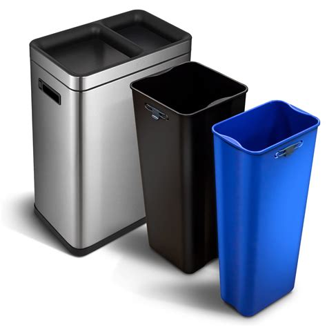 Home Zone Living Open Top 13 Gallon Dual Trash Can for Recycling and ...
