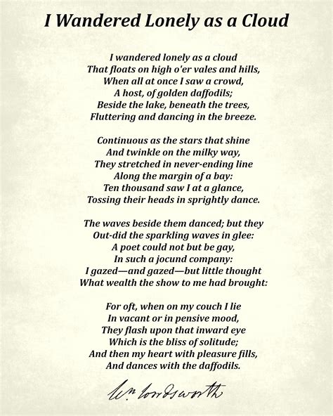 I Wandered Lonely as a Cloud, Poem by William Wordsworth, Typography P – GalleryThane