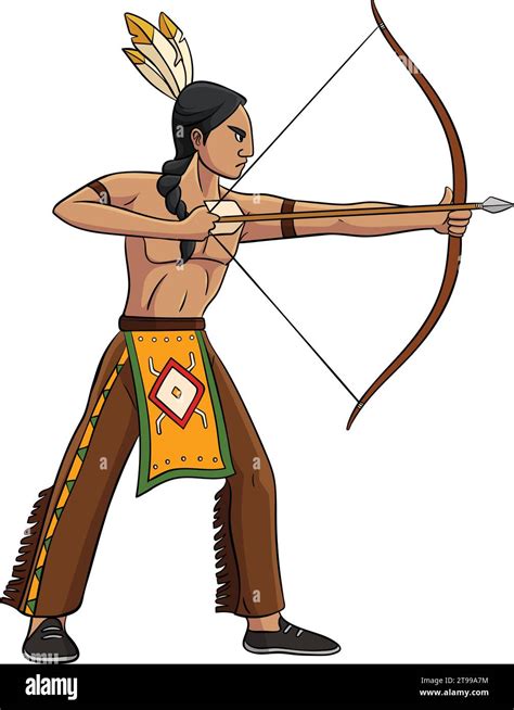 Native American Indian with Bow and Arrow Clipart Stock Vector Image ...