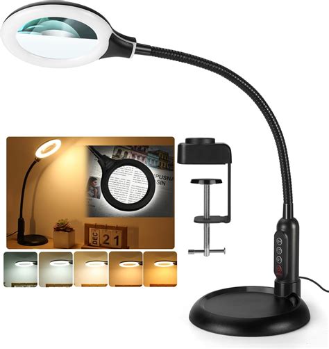 Amazon.com: TOMSOO 26" Gooseneck Magnifying Lamp with Clamp, 5 Color ...