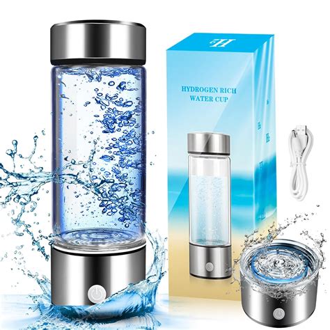 Portable Hydrogen Water Bottle Generator - USB Rechargeable Ionizer Machine Health Cup for Home ...