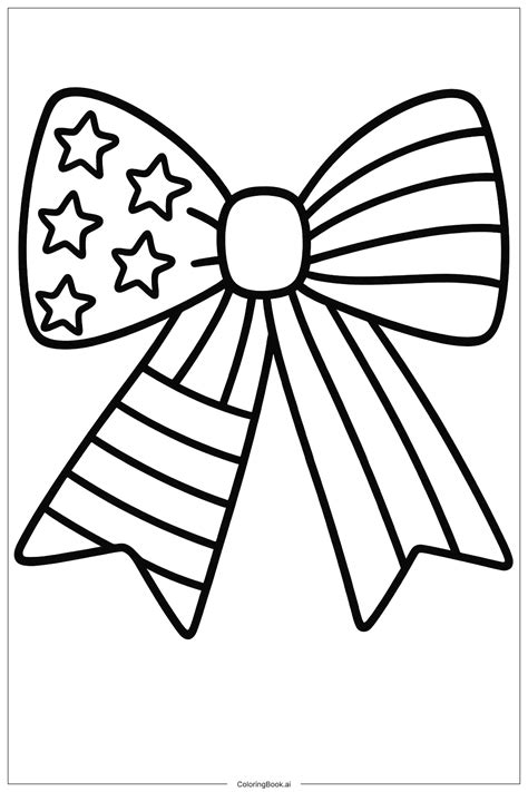 USA Flag Bow Coloring Page (Free PDF&PNG Printable)