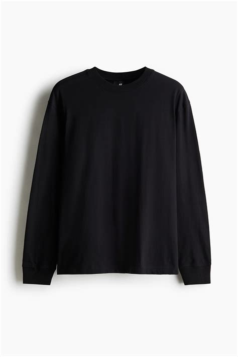 Loose-Fit Long-Sleeved Jersey Shirt - Black - Men | H&M PH