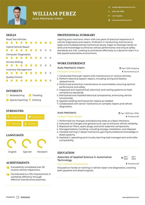 Image result for Auto Mechanic Resume Objective Examples