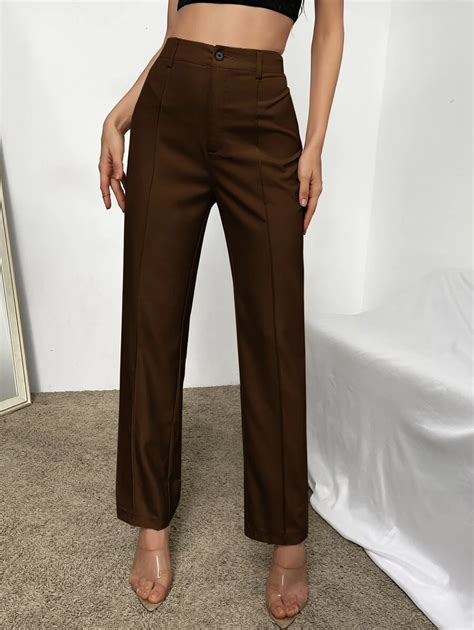 RueChic High Waist Seam Detail Pants | SHEIN USA