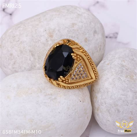 Freemen Oviform Black AD Design Golden Ring - FMRI25 – Freemen®