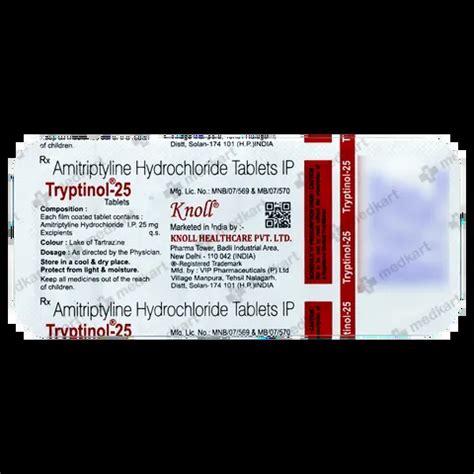 TRYPTINOL 25MG TABLET 10'S - Uses, Side Effects, Price and Generic ...
