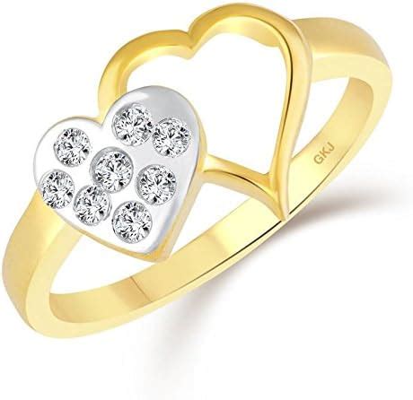 Gk Jewellers Couple Heart Diamond Studded Gold Plated Alloy Cubic ...