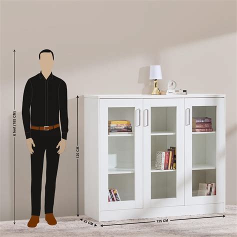 Buy Quadro 3-Door Book Cabinet - White from Home Centre at just INR 29998.0