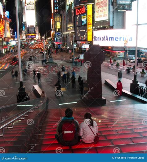Tourist Sitting on Times Square Steps Editorial Stock Photo - Image of ...