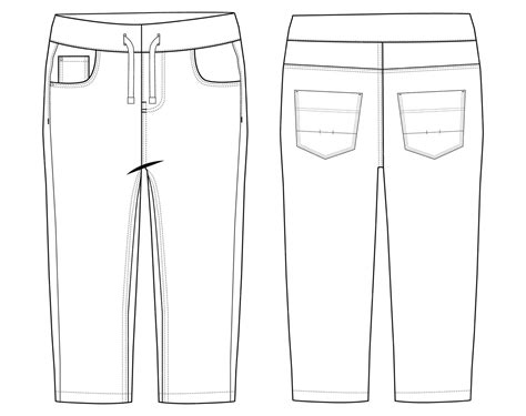 Baby boys woven pant fashion flat sketch template technical fashion ...