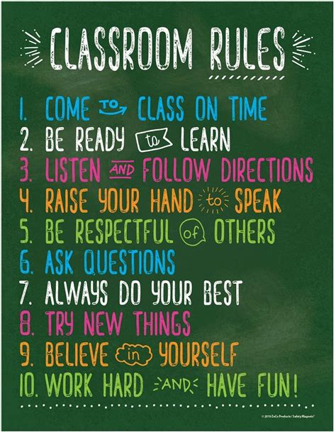 Buy Safety Magnets Classroom Rules s (10 Pack) - Laminated, 17x22 ...