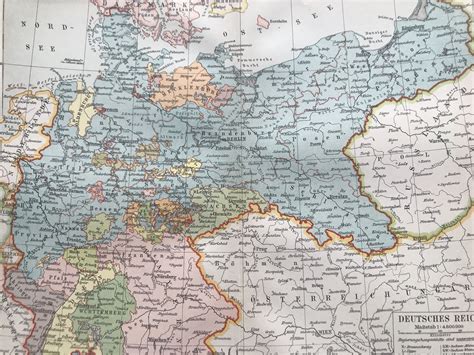 1894 German Empire Original Antique Map - Germany - Mounted and Matted - Available Framed