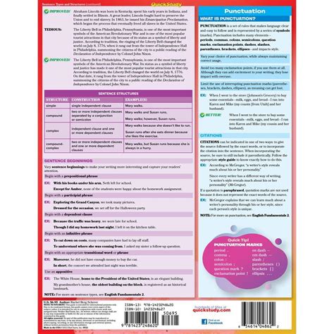 English Fundamentals 3 - Sentence Structure & Style QuickStudy BarChart