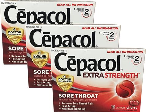 Amazon.com: Cepacol Dolor de garganta extra fuerte, 16 pastillas, paquete de 3, cereza : Salud y ...