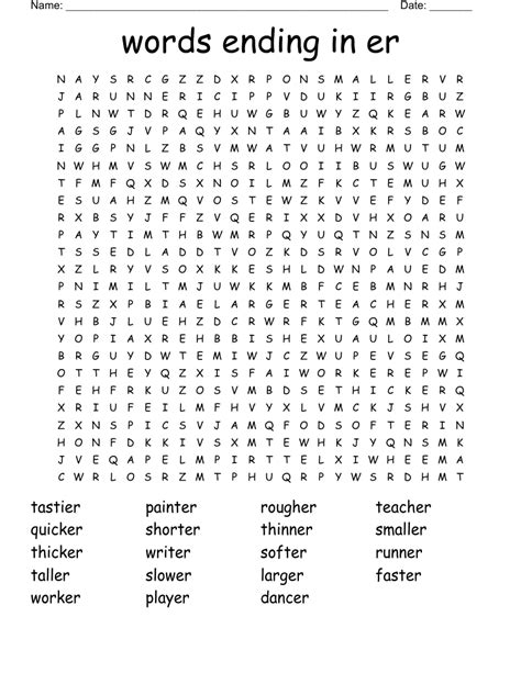 All Words With Er Endings