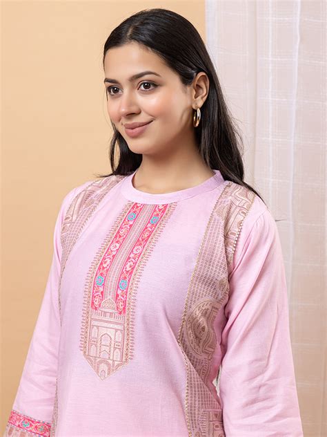 Elegant Pink Co-Ord Set with Architectural Weave Embroidery– Kidar ...