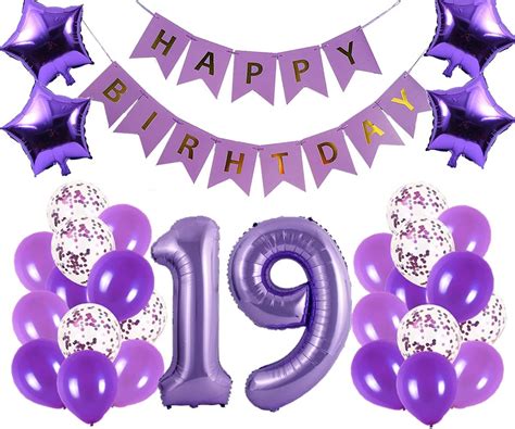 Fnbgl Purple 19th Birthday Party Decorations Kit - Happy India | Ubuy