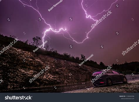 Long Exposure Lightning Strike Car Parked Stock Photo 1130600396 | Shutterstock