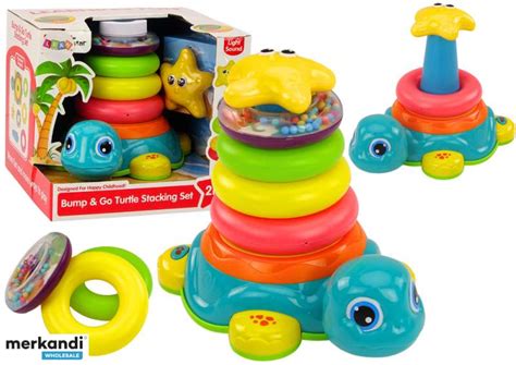 Piramidka Riding Turtle 2-in-1: Stacking Toy with Wheels, Lights, and ...