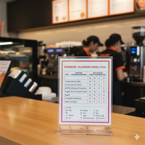 Dunkin Donuts Allergen Menu 2025/26