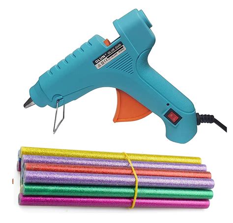 GLUN 80 WATT Turquoise Glue Gun with 12 Glitter Sticks : Amazon.in ...