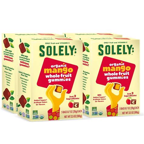 SOLELY Organic Mango Whole Fruit Gummies, 3.5 oz, 4 Pack – Real Fresh ...