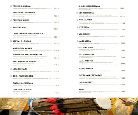 Menu at Kailash Parbat, Vellore, C8 & C9 Phase 1