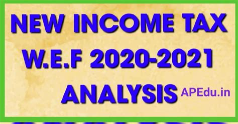 NEW INCOME TAX W.E.F 2020-2021 ANALYSIS - APEdu