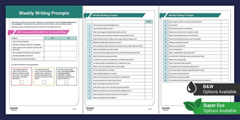 Weekly Writing Prompts and Self-Evaluation