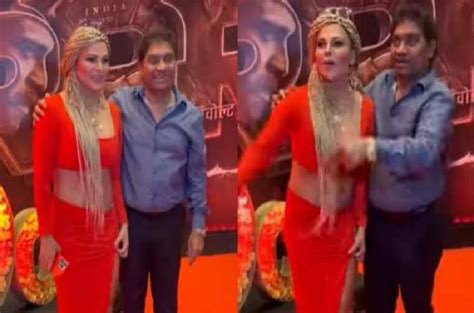Rakhi Sawant fell victim to Oops moment at the success party of 'RRR'