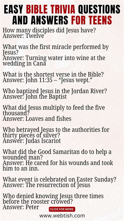 Bible Trivia Questions and Answers for Teen in 2025 | Bible facts ...