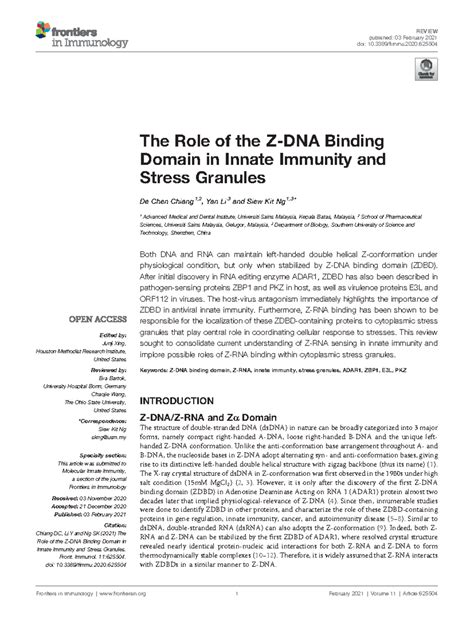 The Role of the Binding Domain in Innate Immunity and Stress Granules ...