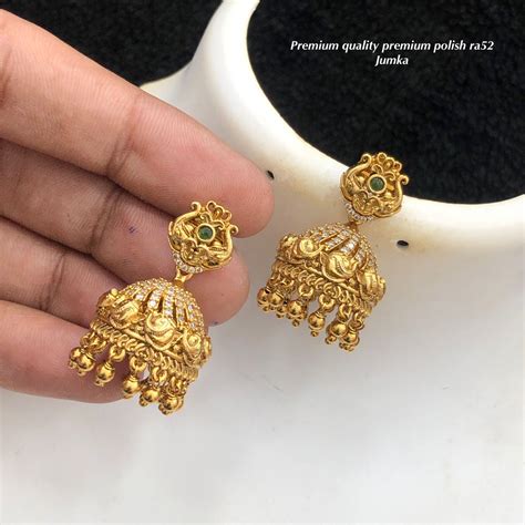 Sanjana , matte gold finish Temple Jumka Earrings for women -SHAKI001J ...