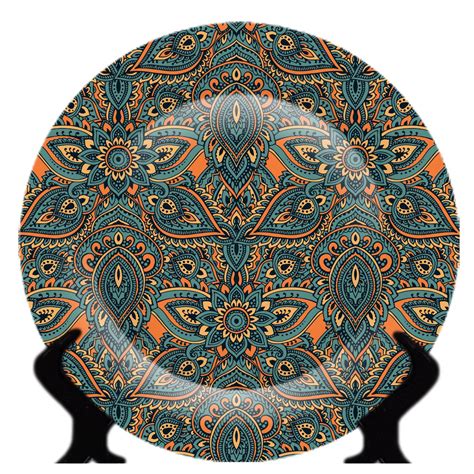 Buy Ape Rare Handcrafted Orange/Blue Floral Print Ceramic Decorative ...
