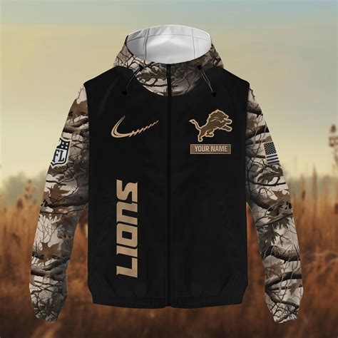 Detroit Lions Hunting Camo Windbreaker Outdoor Jacket – Nousty
