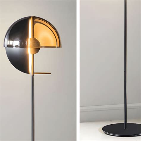 Single Contemporary Black Bedside Floor Lamp Glass Shaded Floor Lamp ...