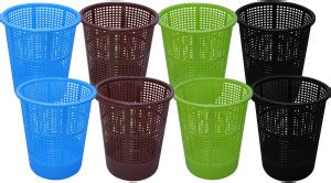 Morvi Plastic Prime Jali 222 Open Dustbin, 8 Pc, 7 Ltr,Blue Brown Green ...