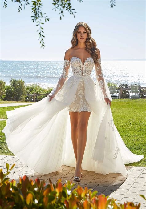 Popular Sweetheart Full Lace Short Shearth Wedding Dresses With Detach