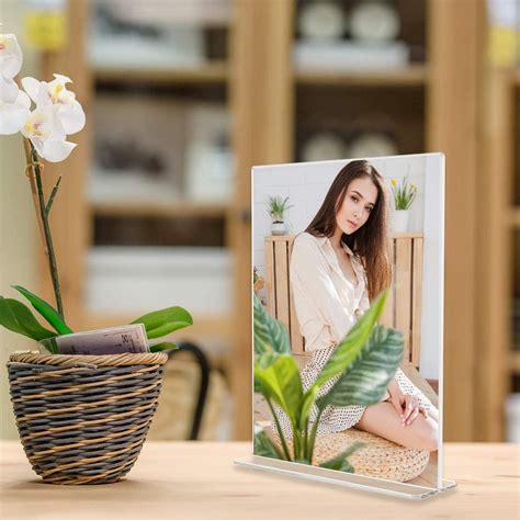 Buy T Shape Acrylic Sign Holder 8.5 x 11 Double Sided Top Table Stand ...