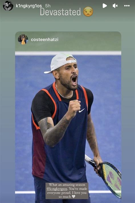 Nick Kyrgios' girlfriend, Costeen Hatzi, celebrates him after US Open loss