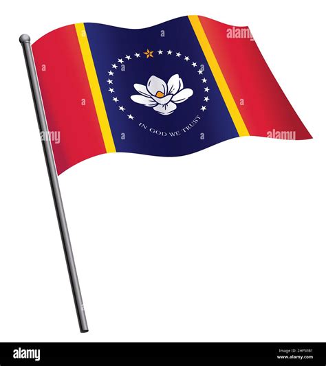 accurate correct new mississippi ms state flag on flagpole flying ...