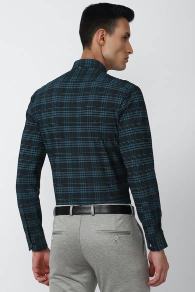 Buy Men Navy Slim Fit Check Full Sleeves Formal Shirt Online - 806585 ...