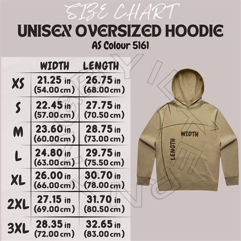AS Colour 5161 Size Chart | Size Chart for Unisex Oversized Hoodie | AS ...